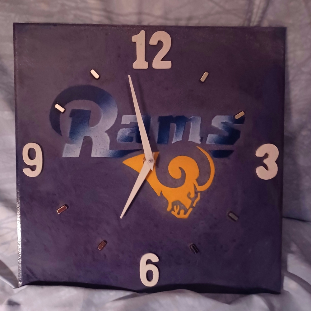 Handmade ceramic Rams wall clock one of a kind great color mix new